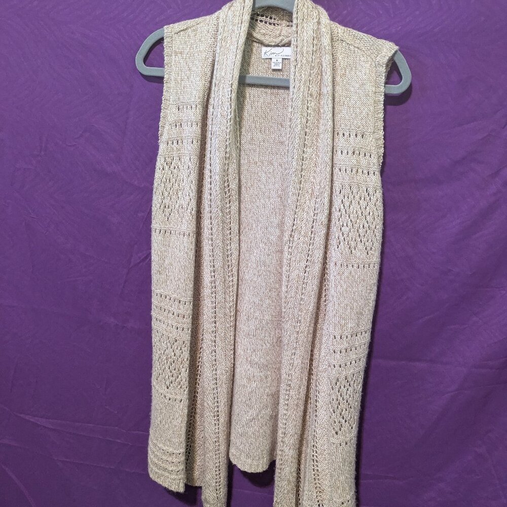 Kim Rogers Sleeveless Tan Cardigan Sweater
